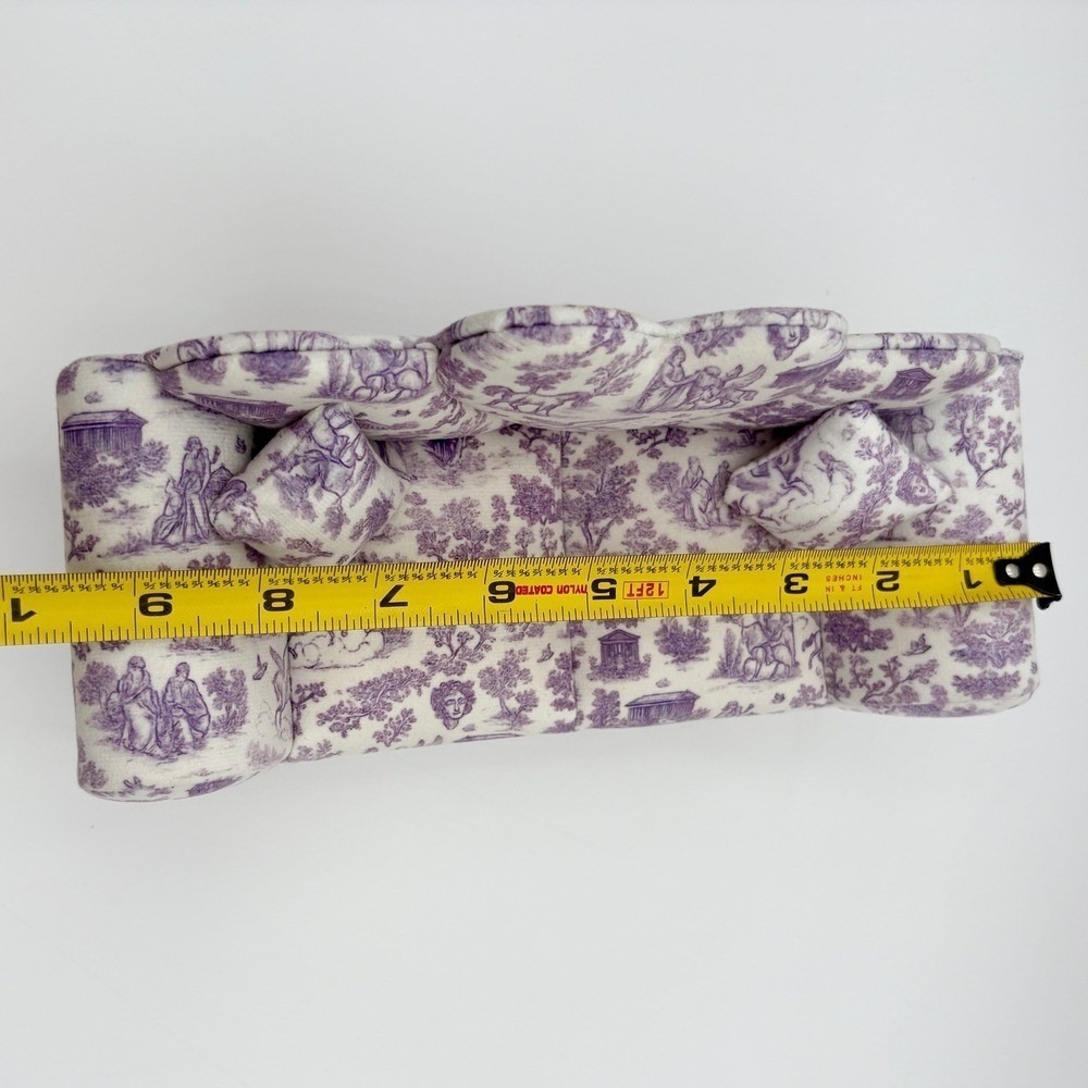 Heart Shaped Jewelry Box Storage Organizer Purple Toile Sofa Couch - Picture 4 of 7